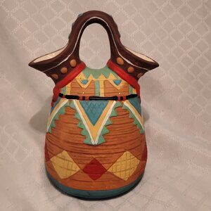Vintage Indian Wedding Pitcher W/Southwestern Aztec Design